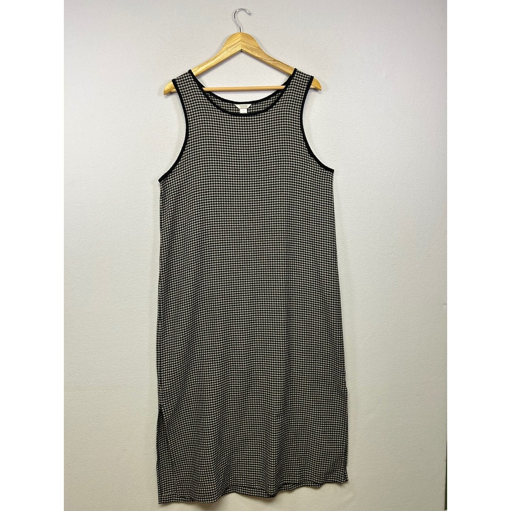 Cottagecore Christopher & Banks Womens Large Black White Gingham Midi Tank Dress